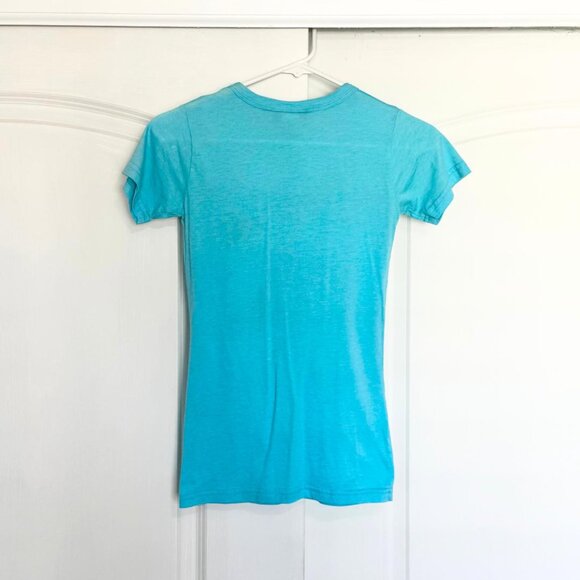 Vintage Turquoise "Little Miss Trouble" Fitted Graphic T-Shirt Top, Size Small - Picture 5 of 7